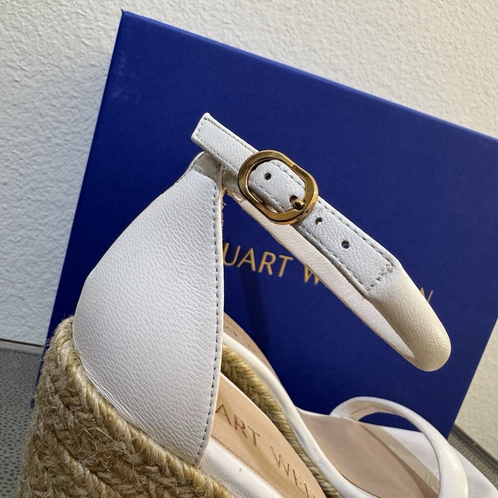 Stuart Weitzman Women's White Nudist Wedge Espadrille Sandal Shoes Size 6.5 - Picture 4 of 16